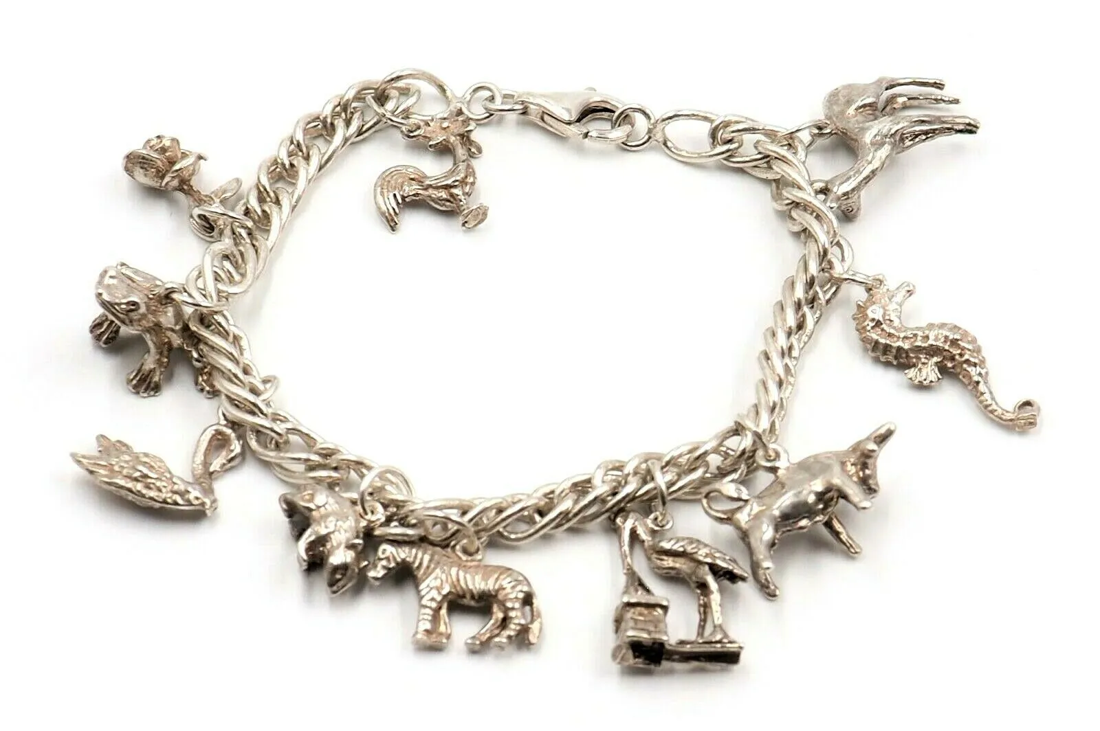 925 Sterling Silver Charm Bracelet Traditional Style Animal Themed Jewellery