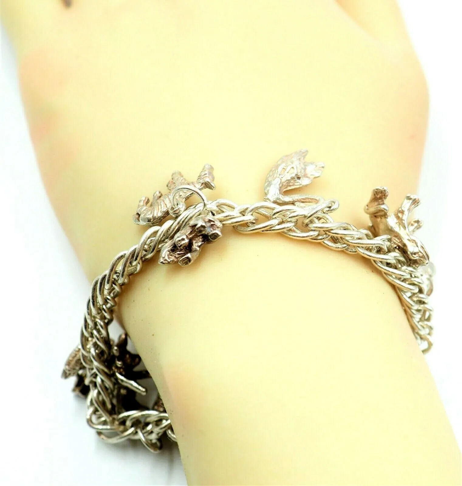 925 Sterling Silver Charm Bracelet Traditional Style Animal Themed Jewellery