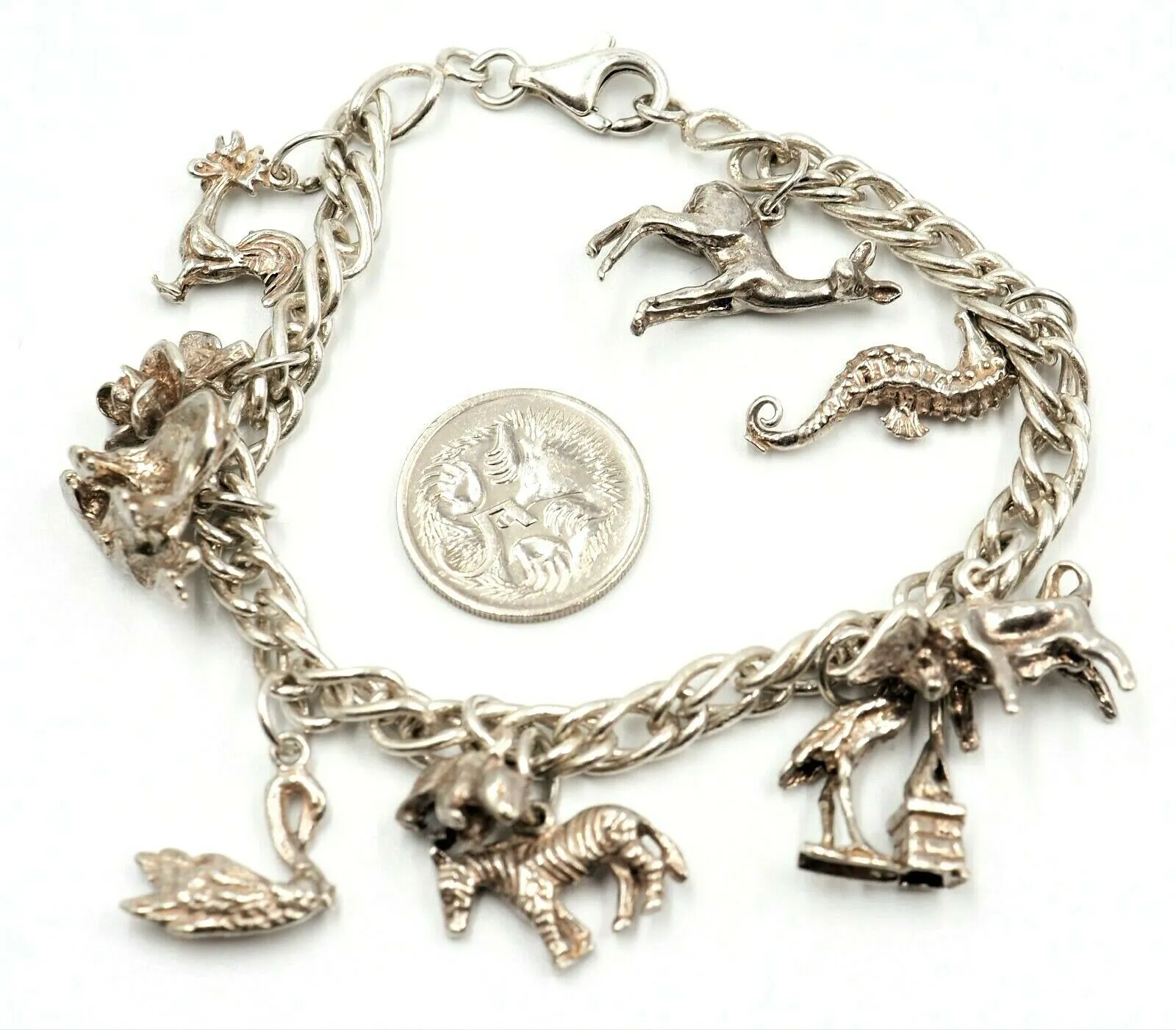 925 Sterling Silver Charm Bracelet Traditional Style Animal Themed Jewellery