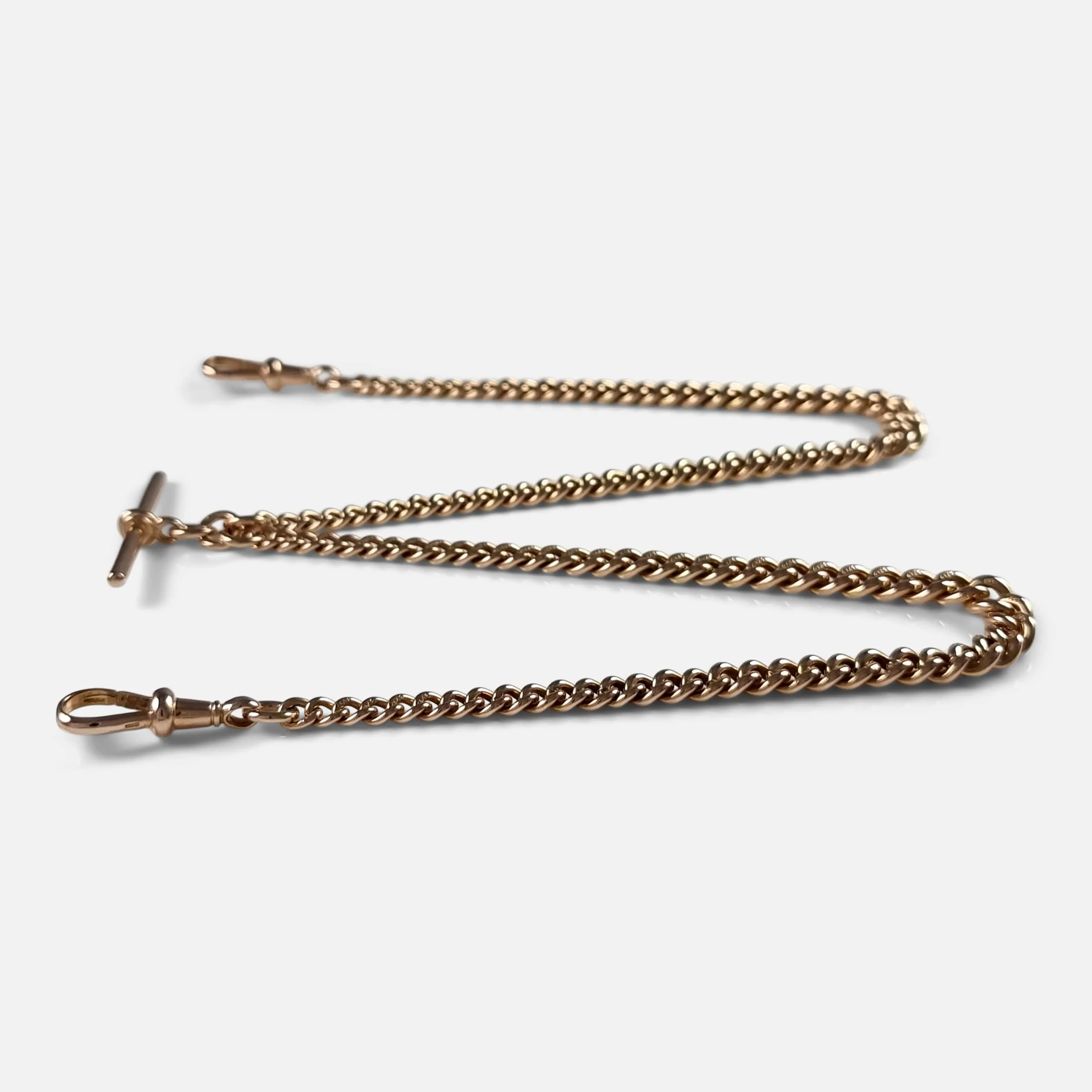 9ct Rose Gold Graduating Double Albert Watch Chain - 40.1g