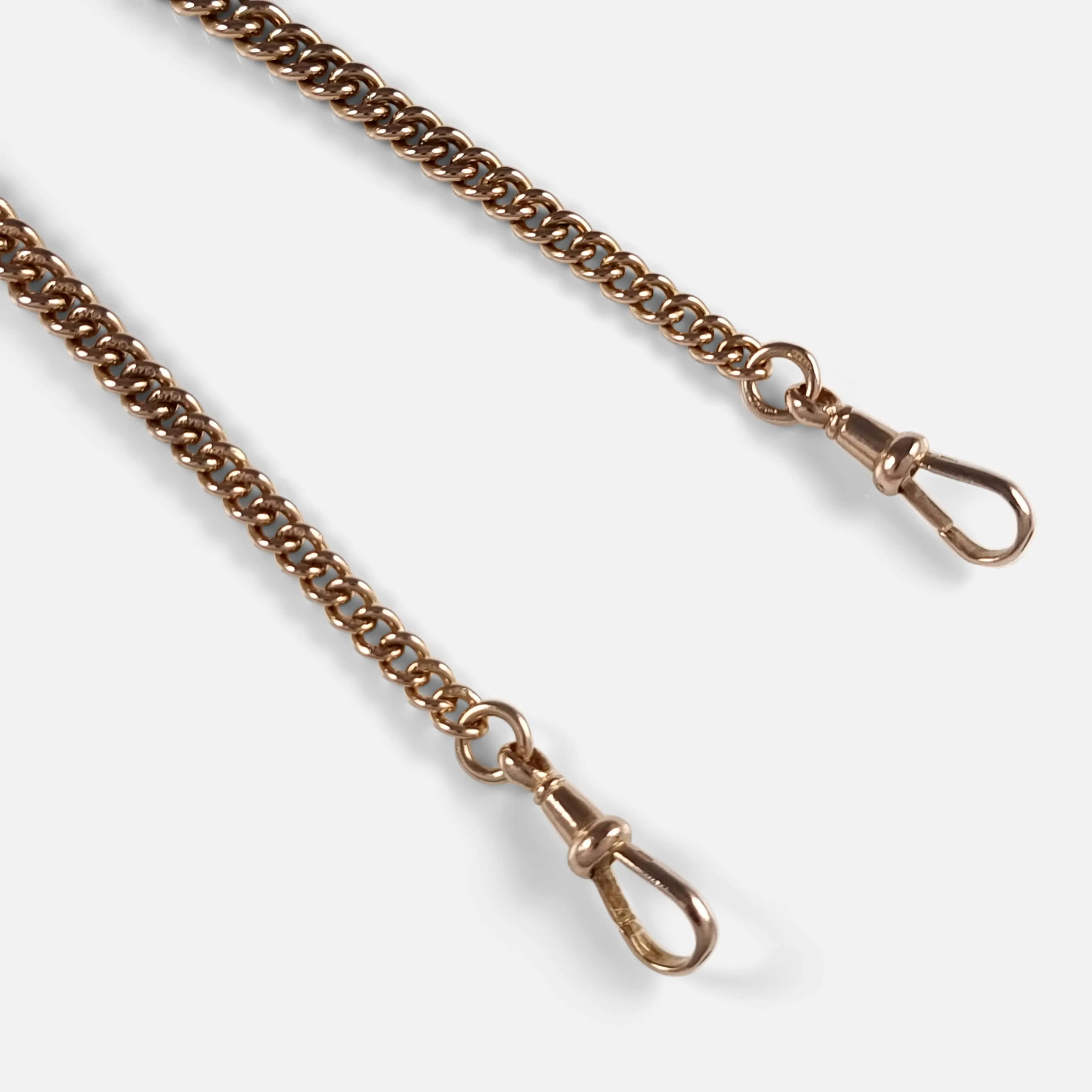 9ct Rose Gold Graduating Double Albert Watch Chain - 40.1g