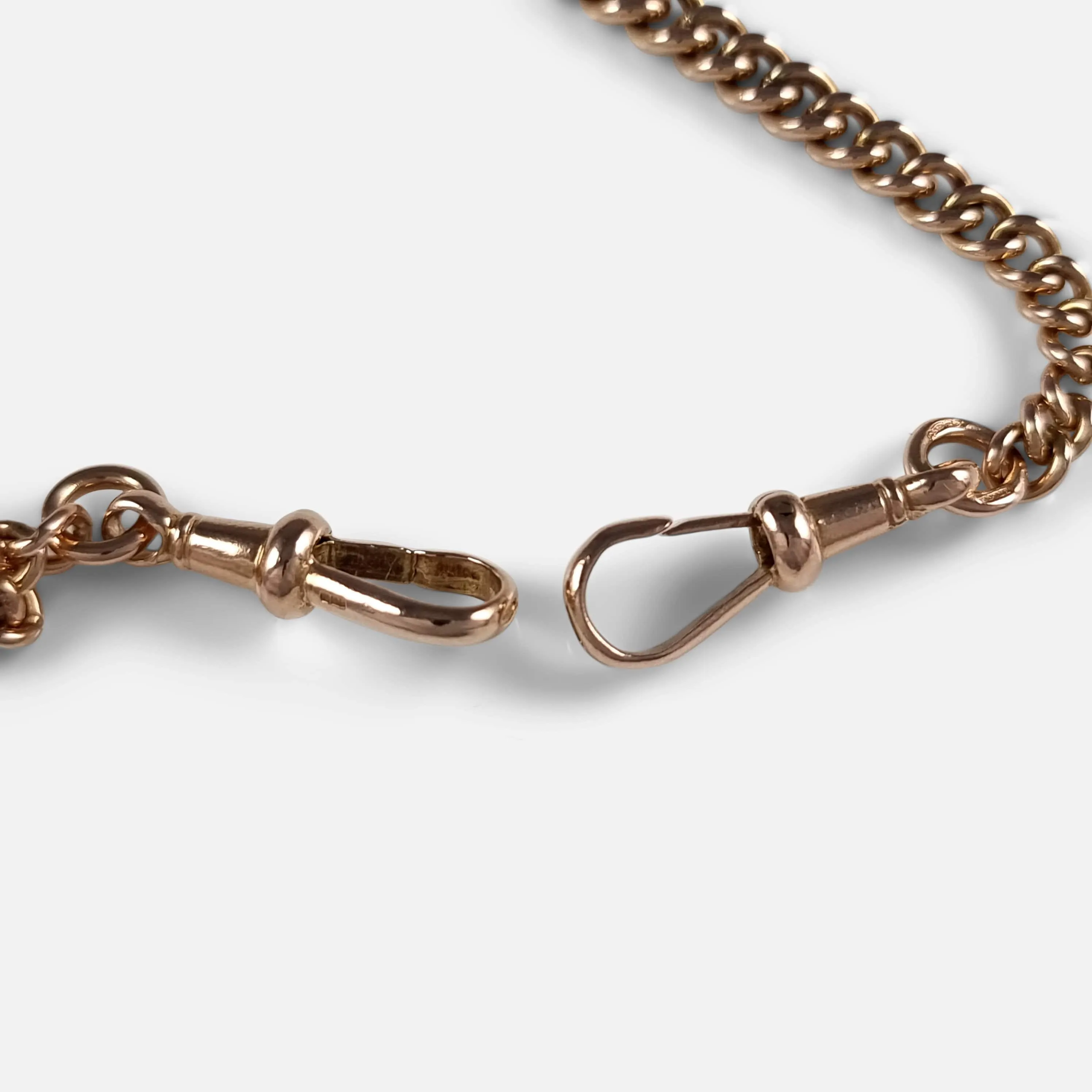 9ct Rose Gold Graduating Double Albert Watch Chain - 40.1g