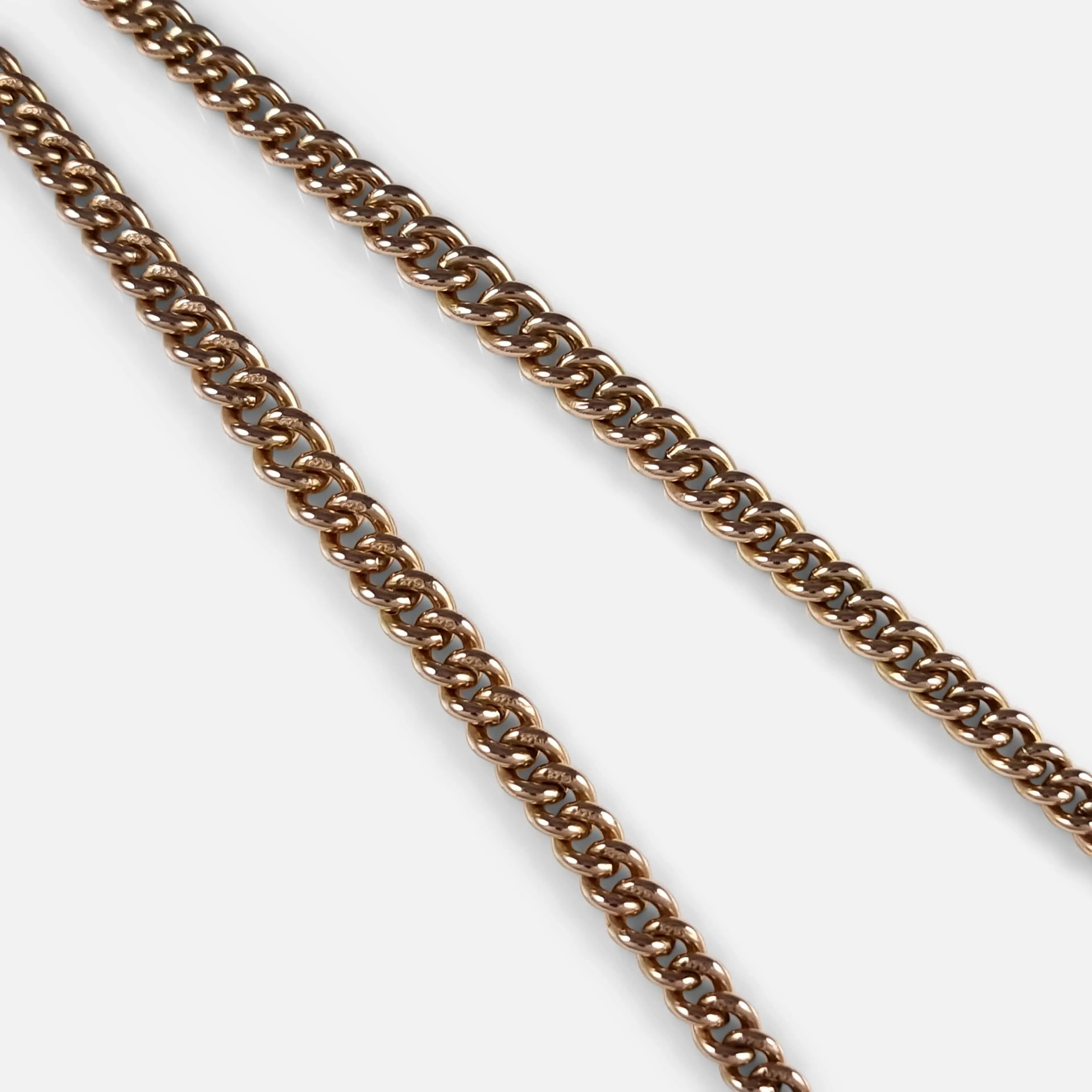 9ct Rose Gold Graduating Double Albert Watch Chain - 40.1g