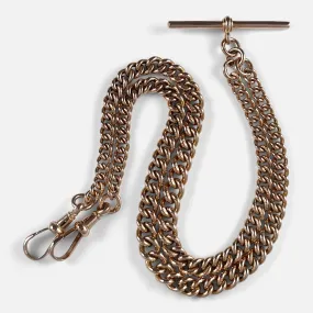 9ct Rose Gold Graduating Double Albert Watch Chain - 40.1g