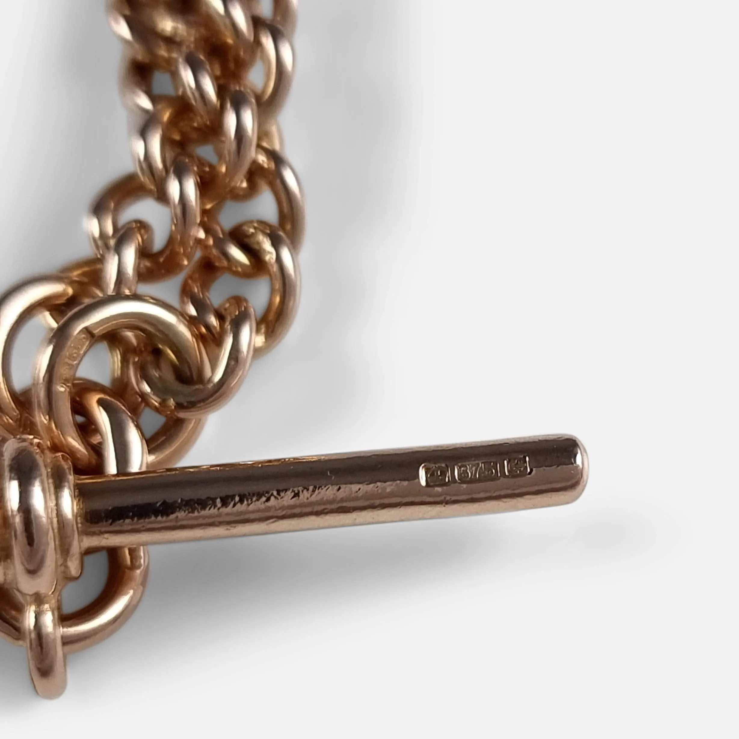 9ct Rose Gold Graduating Double Albert Watch Chain - 40.1g