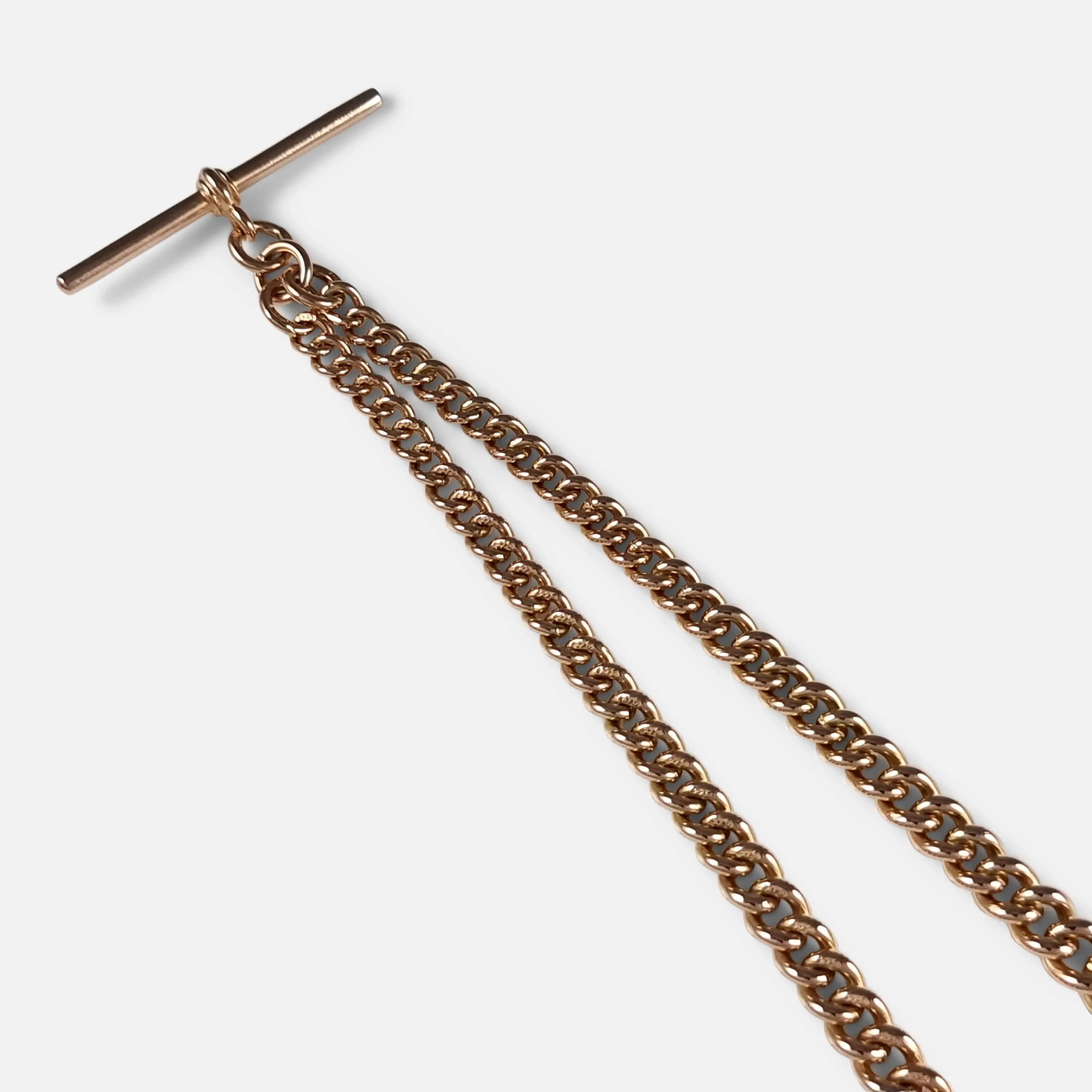 9ct Rose Gold Graduating Double Albert Watch Chain - 40.1g