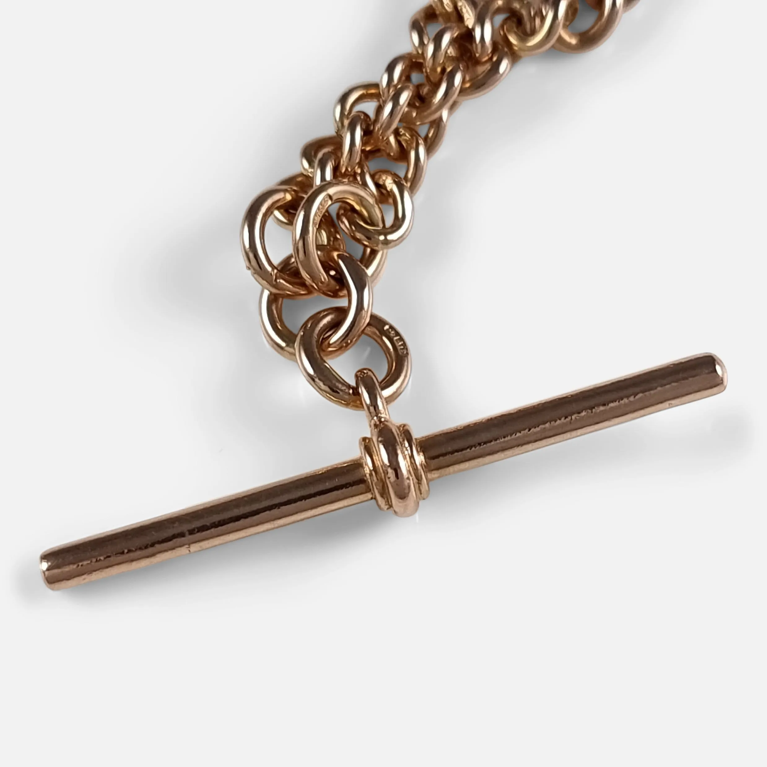 9ct Rose Gold Graduating Double Albert Watch Chain - 40.1g