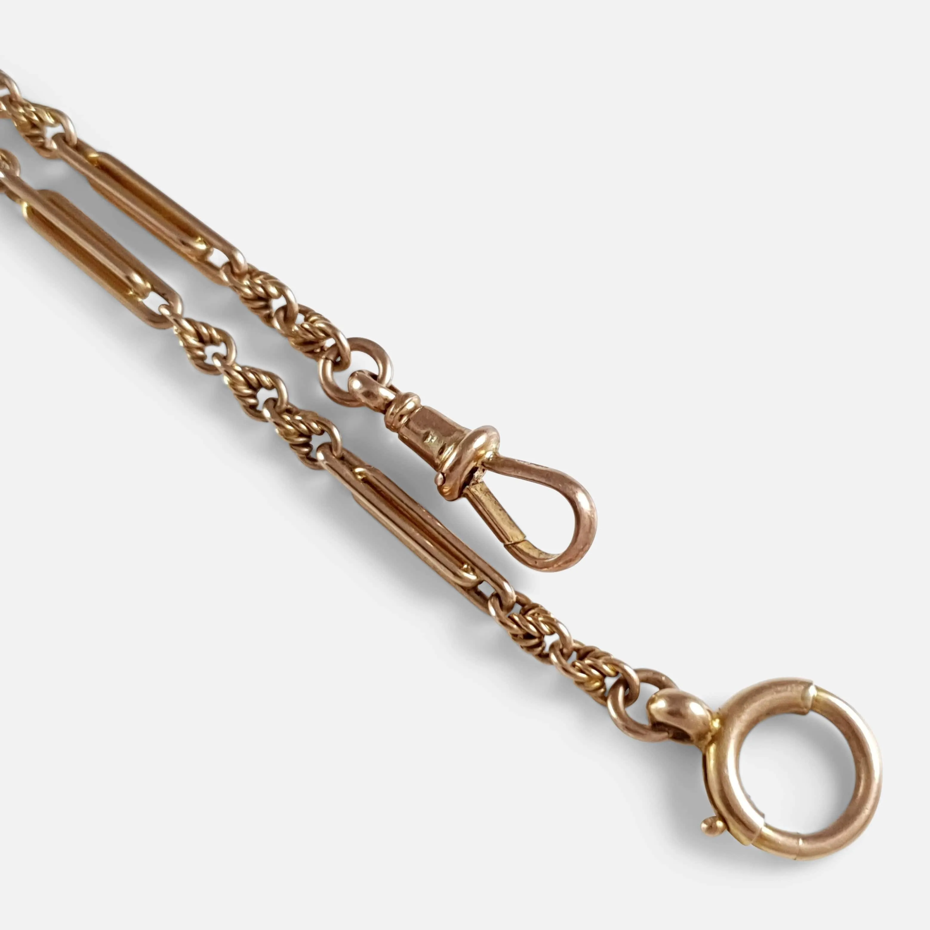 9ct Yellow Gold Fancy Link Watch Chain 14.4 Grams London 1933