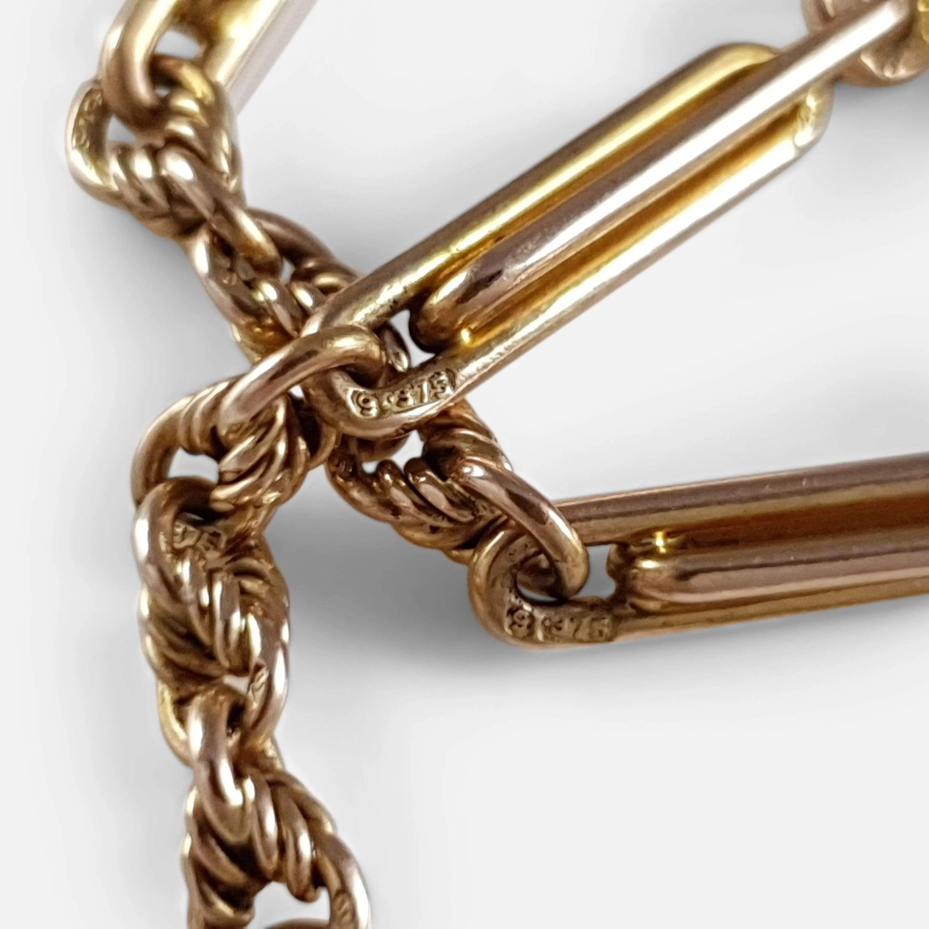 9ct Yellow Gold Fancy Link Watch Chain 14.4 Grams London 1933