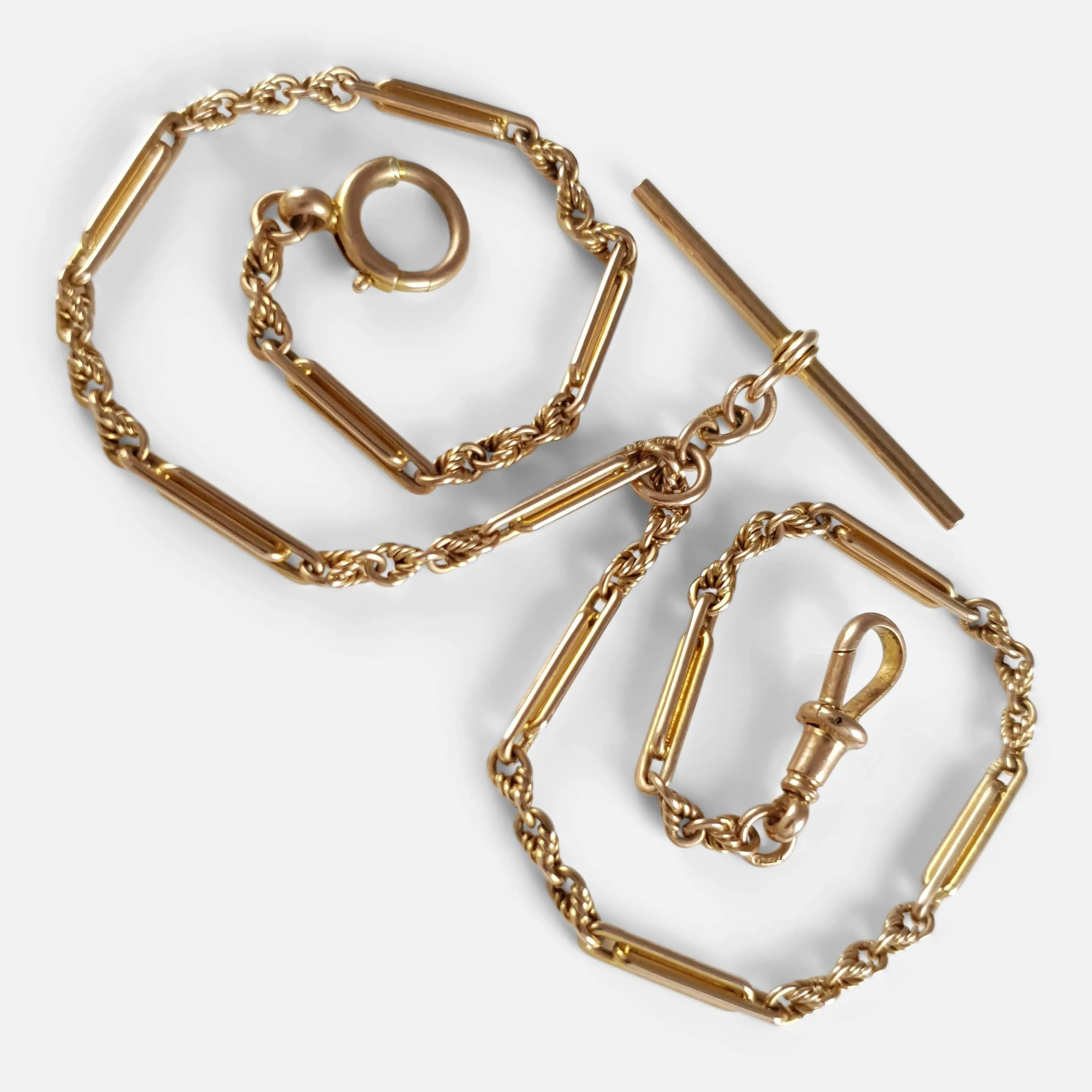 9ct Yellow Gold Fancy Link Watch Chain 14.4 Grams London 1933