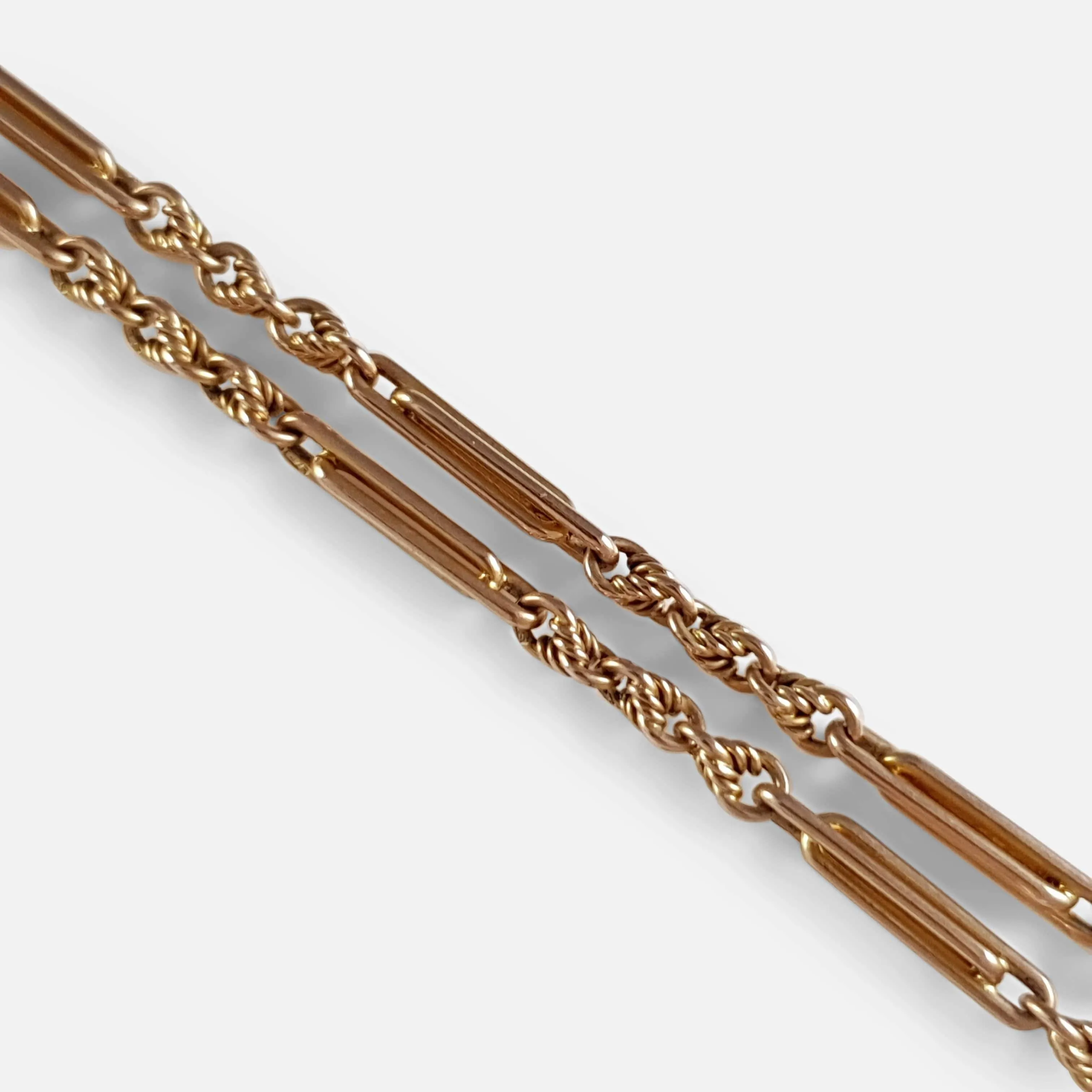 9ct Yellow Gold Fancy Link Watch Chain 14.4 Grams London 1933