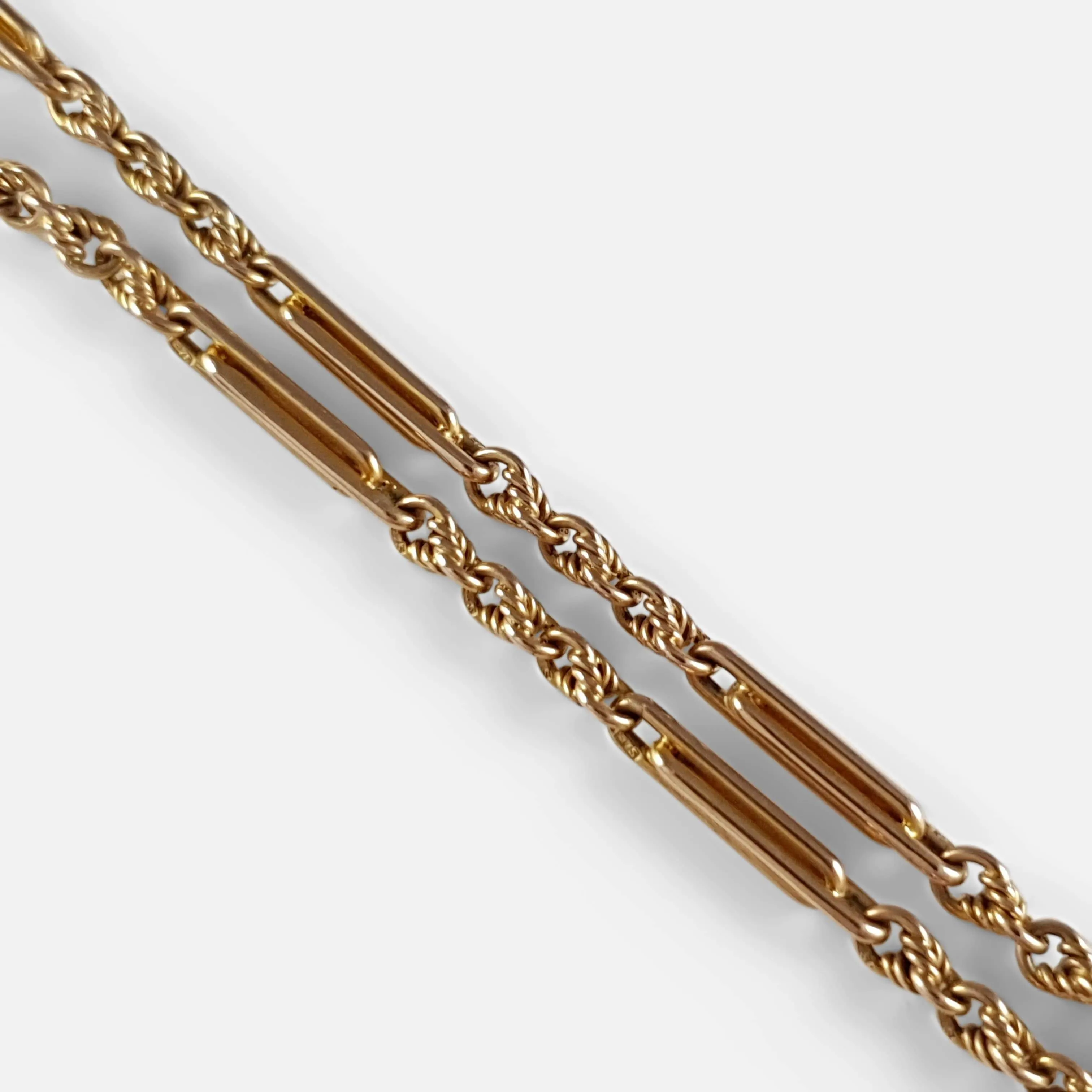 9ct Yellow Gold Fancy Link Watch Chain 14.4 Grams London 1933