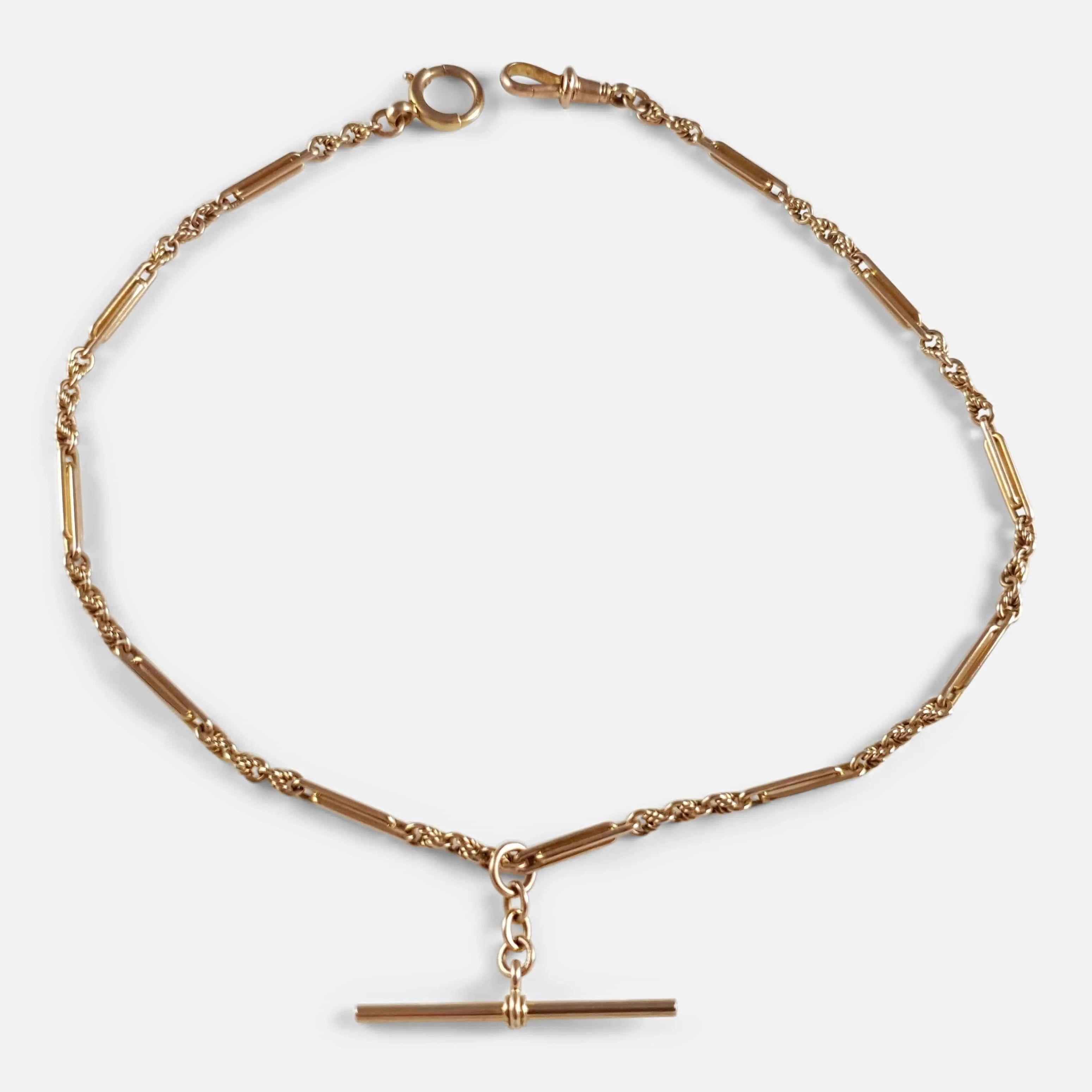 9ct Yellow Gold Fancy Link Watch Chain 14.4 Grams London 1933