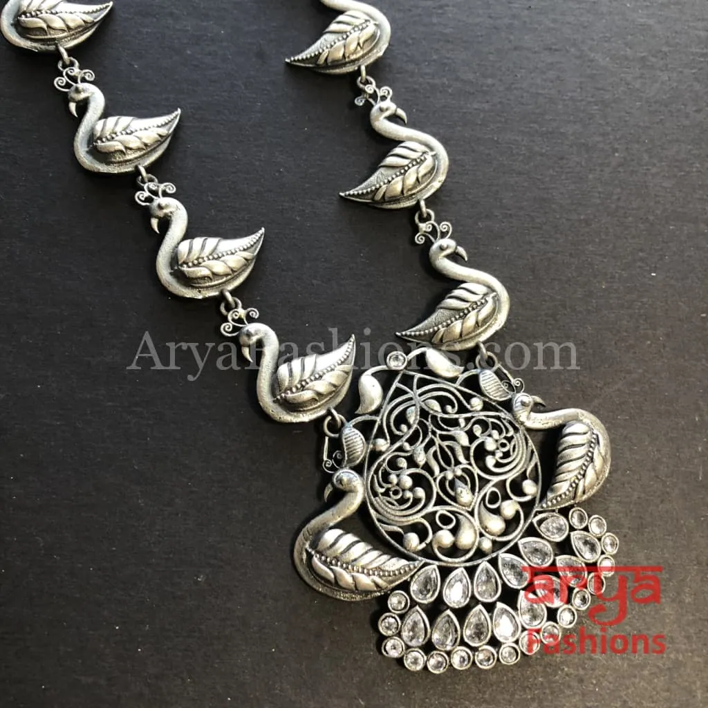 Aarushi Silver Pendant Necklace/ Amrapali Silver Oxidized Tribal Necklace