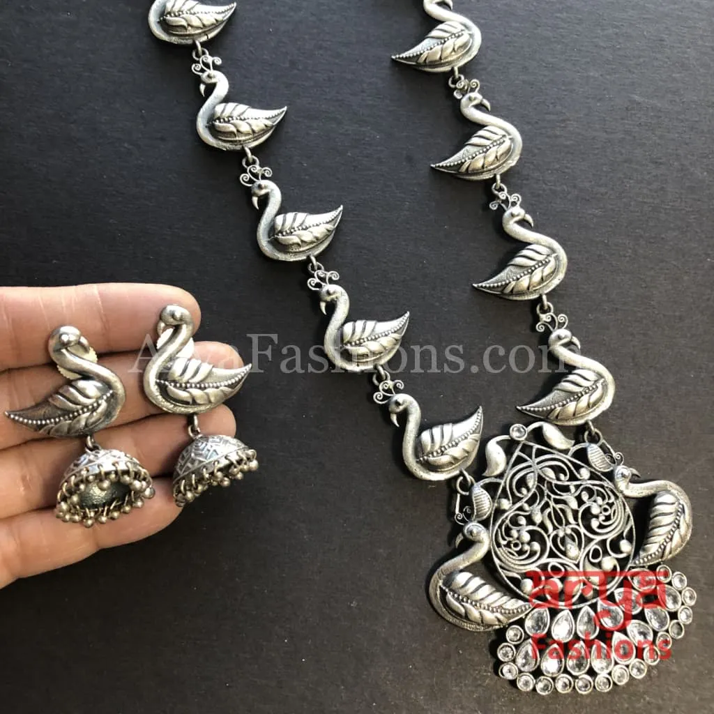 Aarushi Silver Pendant Necklace/ Amrapali Silver Oxidized Tribal Necklace