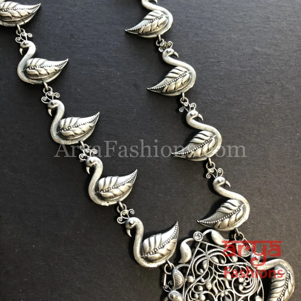 Aarushi Silver Pendant Necklace/ Amrapali Silver Oxidized Tribal Necklace