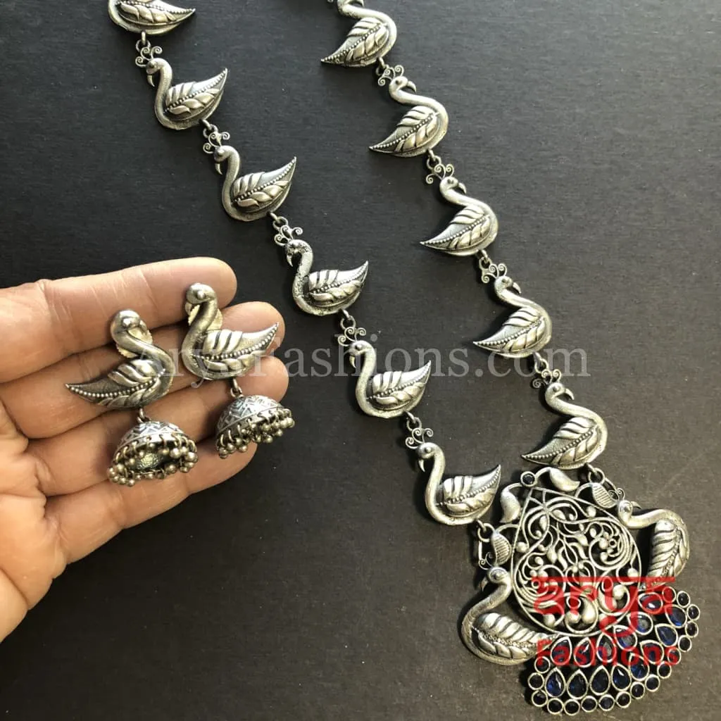 Aarushi Silver Pendant Necklace/ Amrapali Silver Oxidized Tribal Necklace