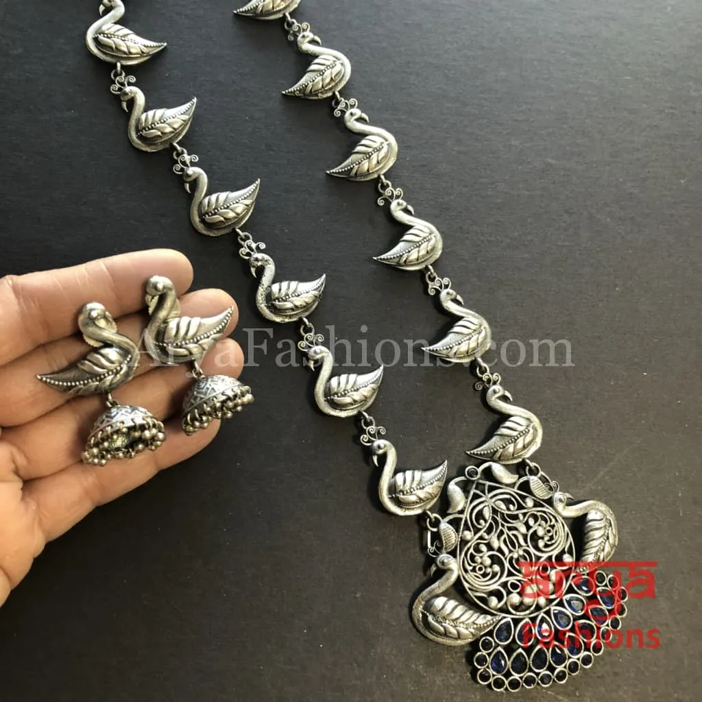 Aarushi Silver Pendant Necklace/ Amrapali Silver Oxidized Tribal Necklace