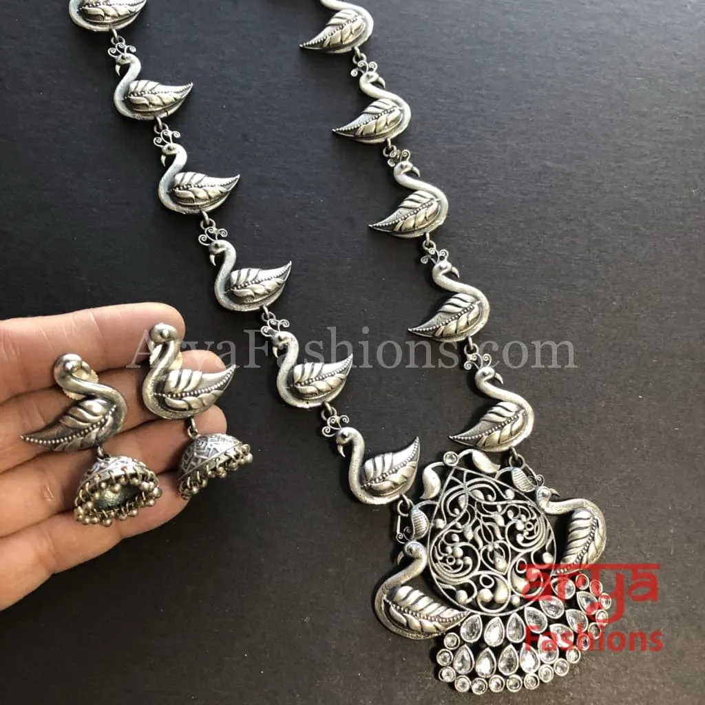 Aarushi Silver Pendant Necklace/ Amrapali Silver Oxidized Tribal Necklace