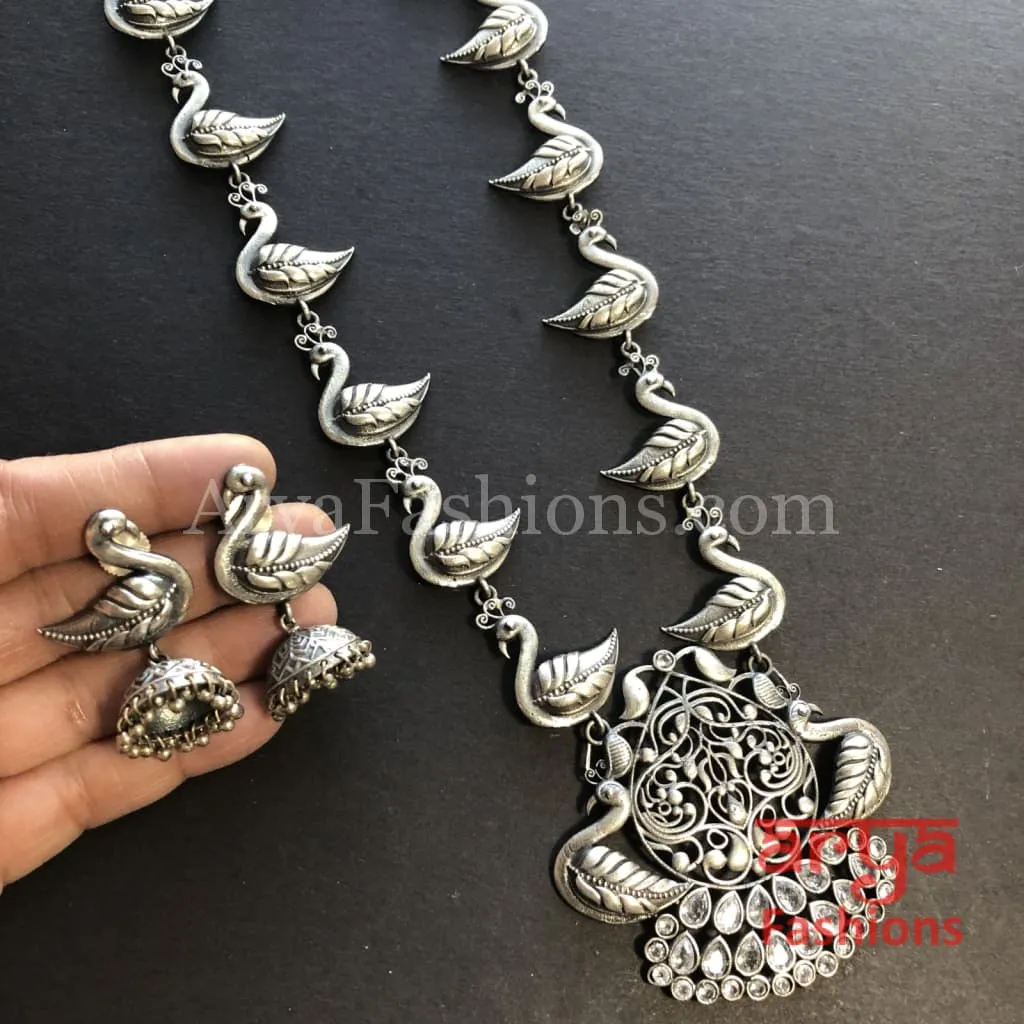 Aarushi Silver Pendant Necklace/ Amrapali Silver Oxidized Tribal Necklace