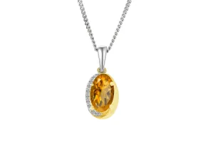 Amore Argento Gold Plated Citrine Pendant