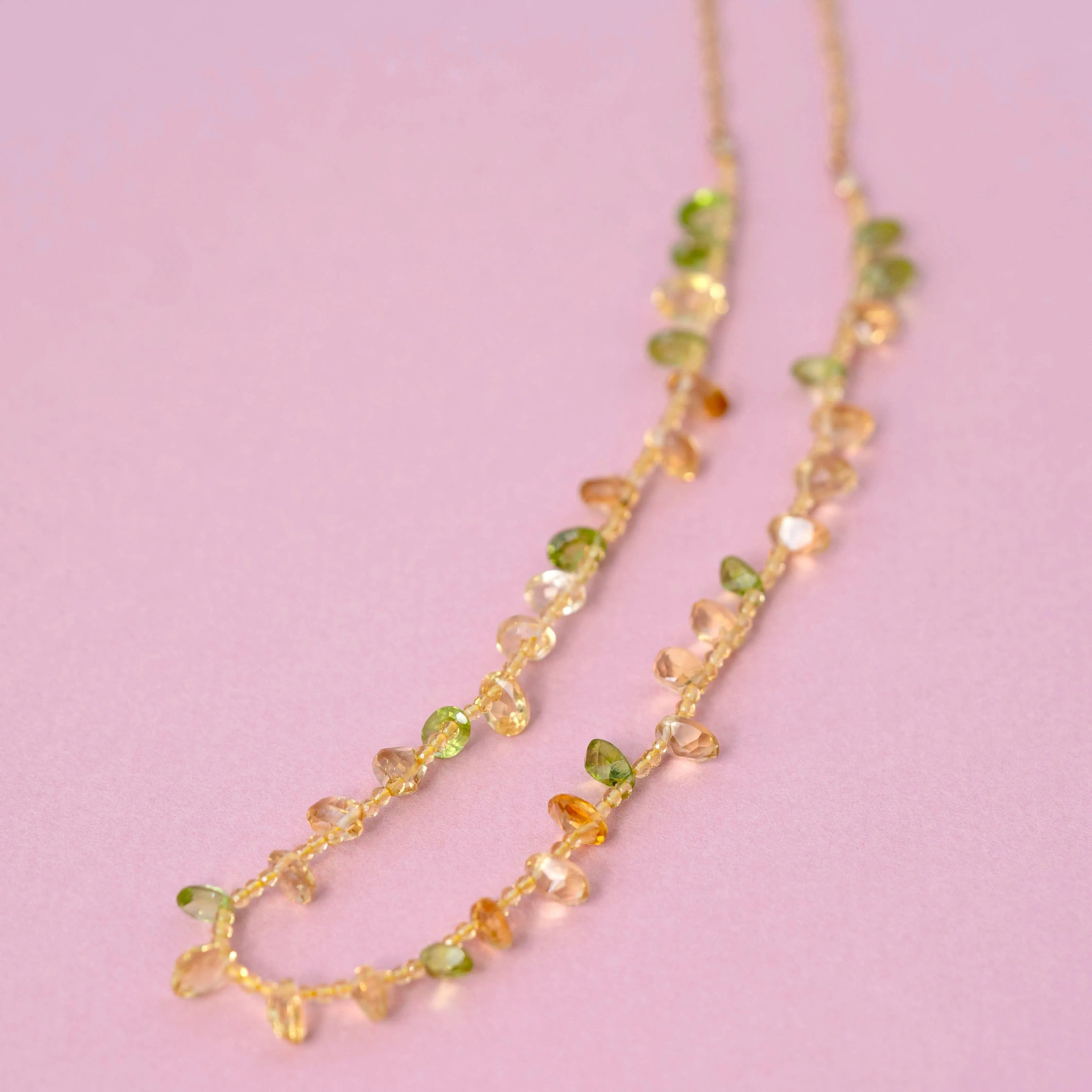 Beaded Citrine Peridot Necklace