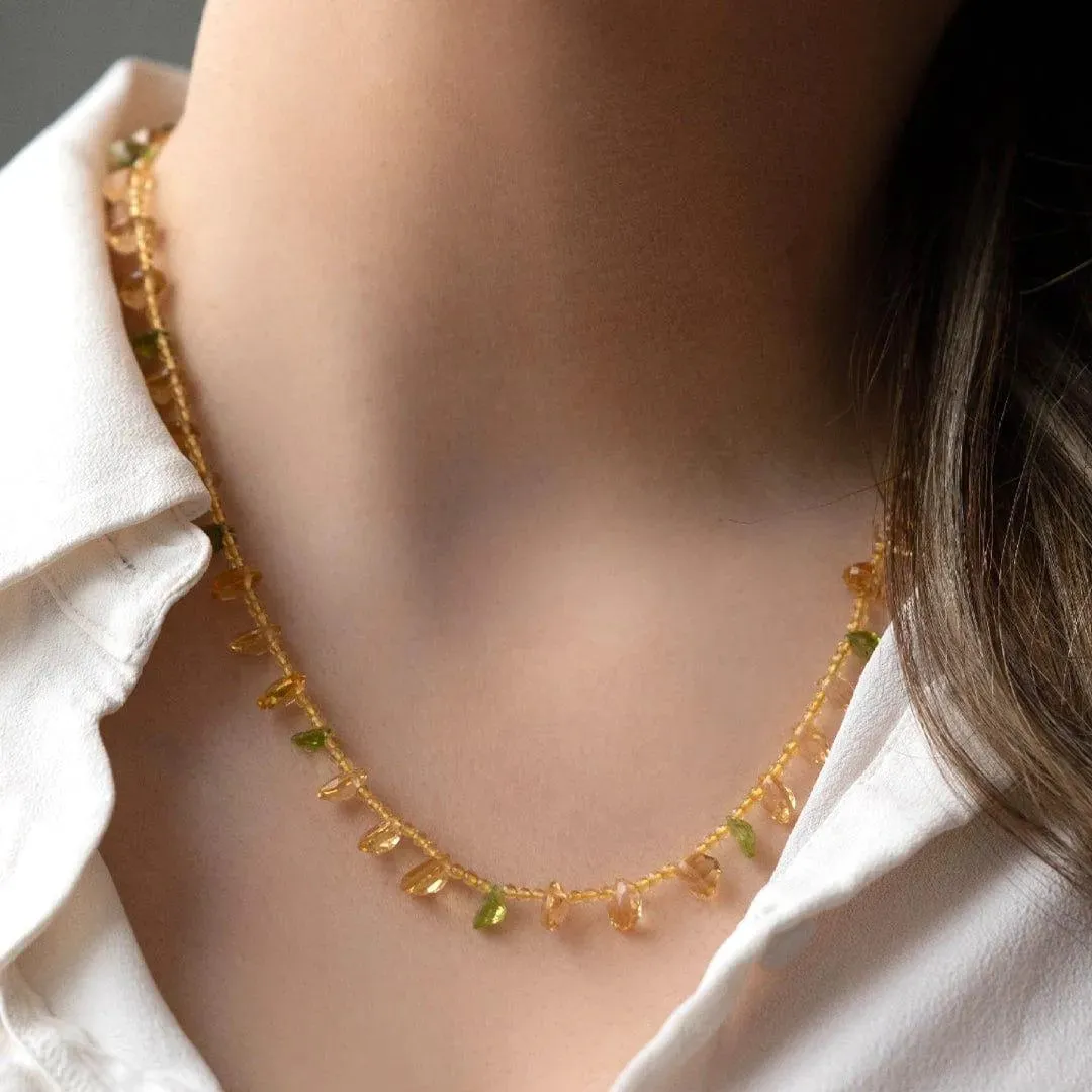Beaded Citrine Peridot Necklace