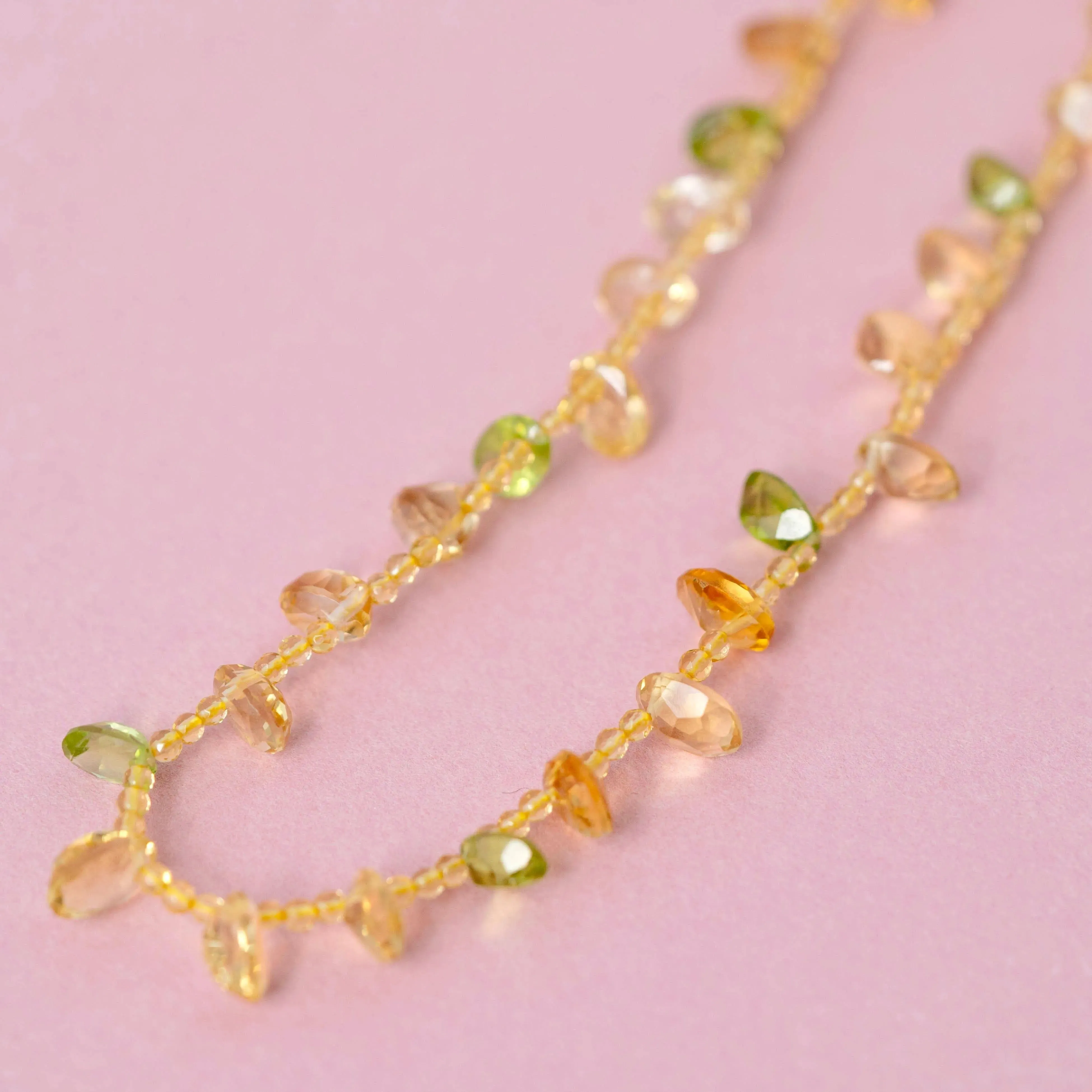 Beaded Citrine Peridot Necklace