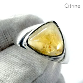 Citrine Ring Cabochon Triangle, 925 Silver, US Size 7,  r1