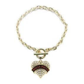 Gold Hocus Pocus Pave Heart Charm Toggle Bracelet