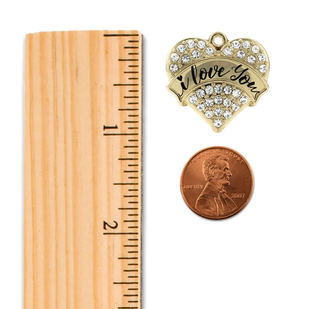 Gold I Love You - Handwritten Script Pave Heart Charm Toggle Bracelet