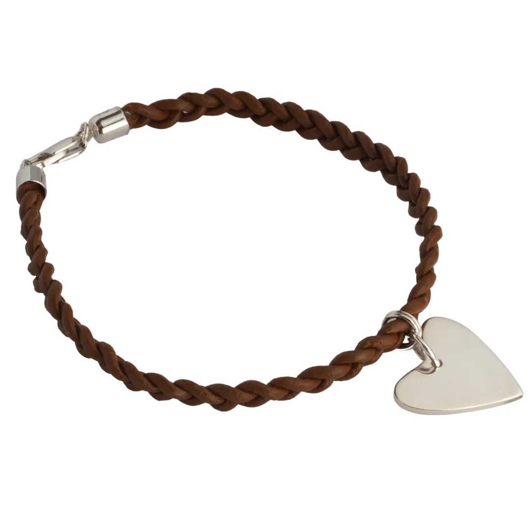 Leather Sterling Silver Childs Bracelet Personalised