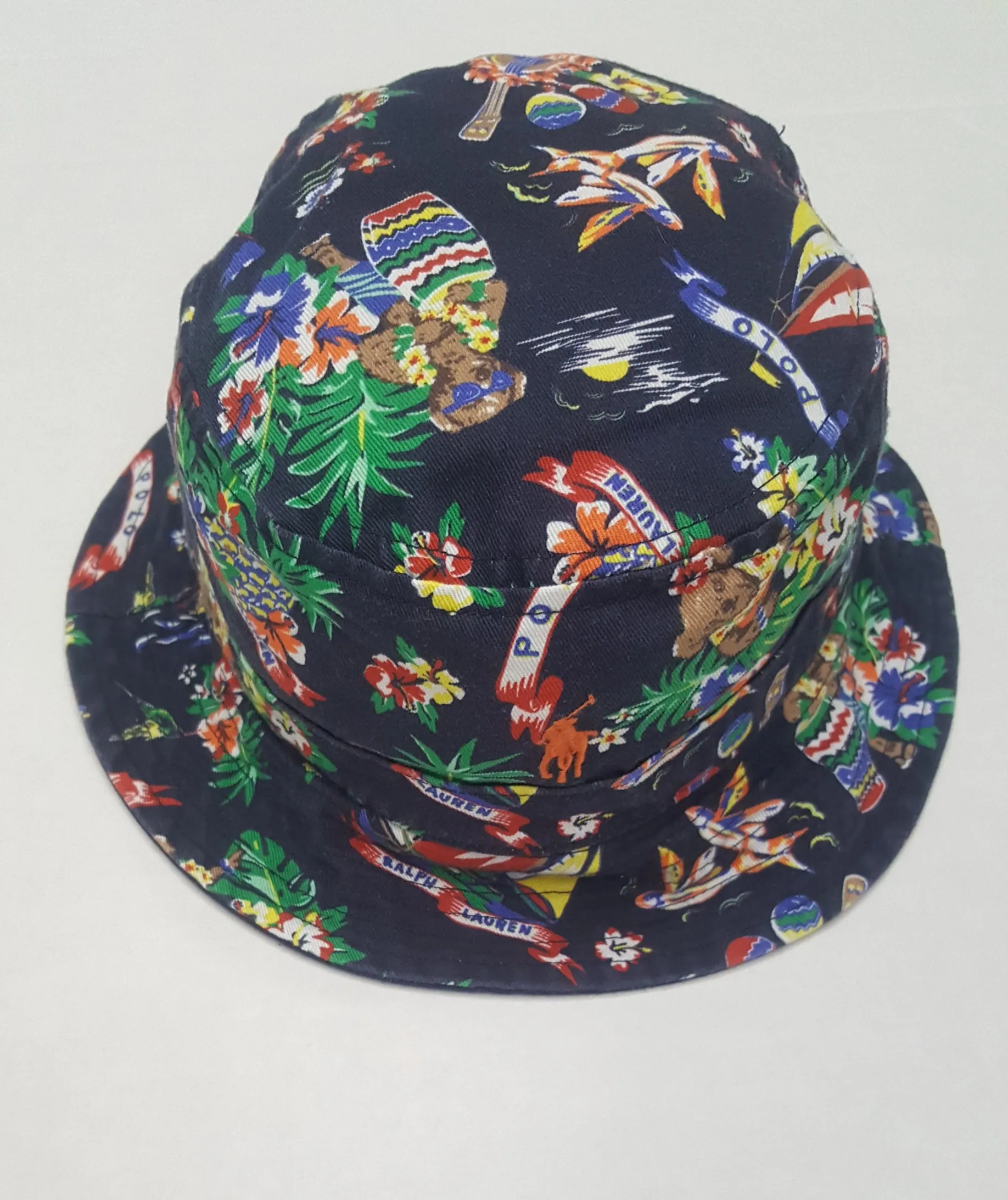 Nwt Polo Ralph Lauren Navy Hawaiian Bear Bucket Hat