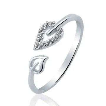 Silver with Rhinestone Leaf Toe Ring